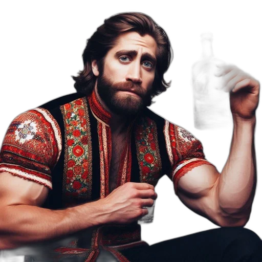 bottle, hair, face, sword transparent PNG cut-out