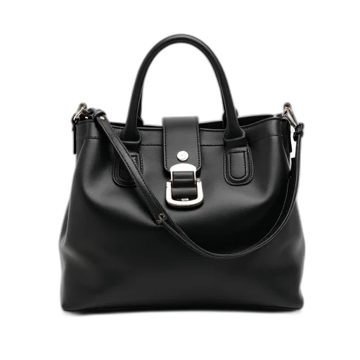 monochrome, black, leather, handbag transparent PNG cut-out
