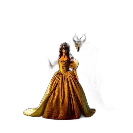 dress, crown, jewelry, staff transparent PNG cut-out