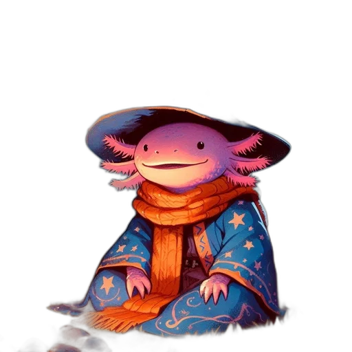 hat, creature, staff, jacket transparent PNG cut-out