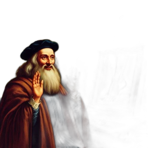 hat, face, staff, oil painting transparent PNG cut-out