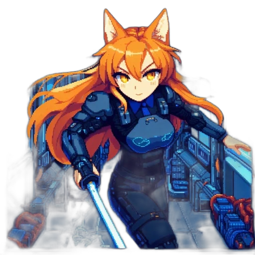 weapon, robot, staff, pixel art transparent PNG cut-out