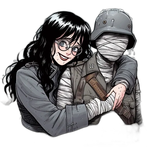 jacket, mask, weapon, comic book art transparent PNG cut-out