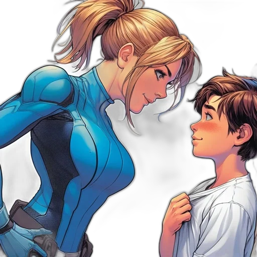 comic book art, concept art, blue, two transparent PNG cut-out