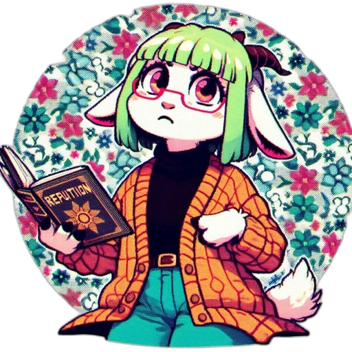 jacket, creature, flower, staff transparent PNG cut-out