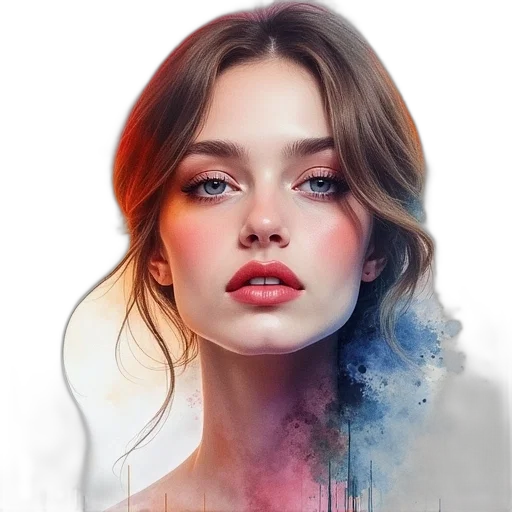 face, dress, photorealistic, oil painting transparent PNG cut-out