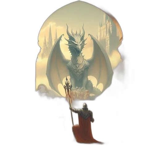 dragon, creature, mask, staff transparent PNG cut-out