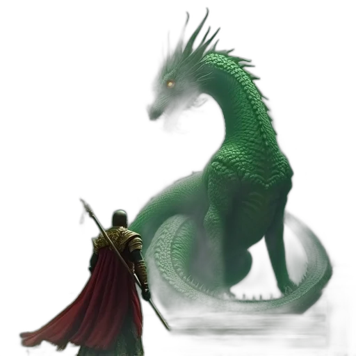 dragon, sword, creature, staff transparent PNG cut-out