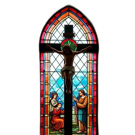 sword, 3d render, crucifix, stained transparent PNG cut-out