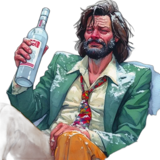 jacket, bottle, face, concept art transparent PNG cut-out