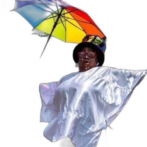 umbrella, jacket, hat, staff transparent PNG cut-out