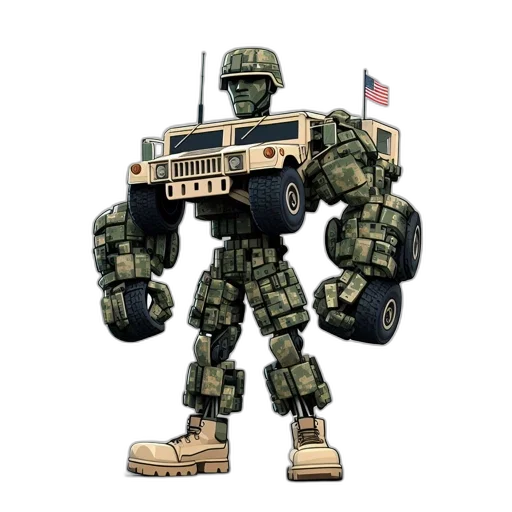 robot, weapon, concept art, 3d render transparent PNG cut-out