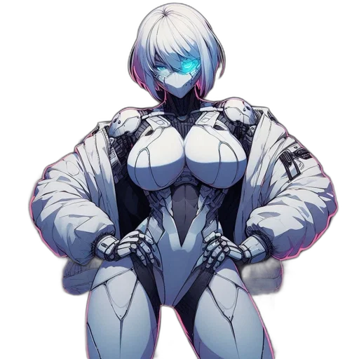 robot, jacket, dress, weapon transparent PNG cut-out