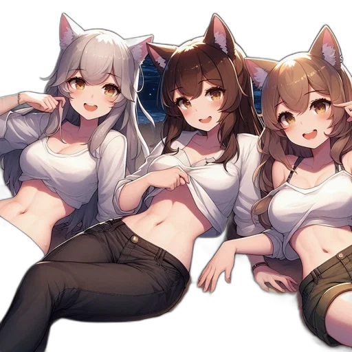 staff, animal, anime, watercolor transparent PNG cut-out