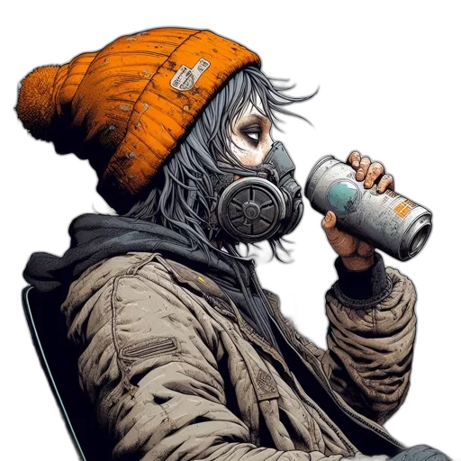 mask, jacket, face, bottle transparent PNG cut-out
