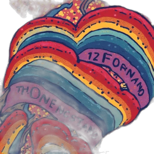 concept art, watercolor, rainbow, patterned transparent PNG cut-out