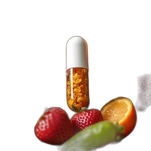 organic, vitamin, capsule, surrounded transparent PNG cut-out