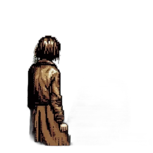 jacket, staff, hair, creature transparent PNG cut-out
