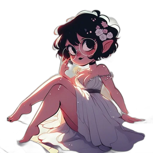 dress, flower, crown, creature transparent PNG cut-out