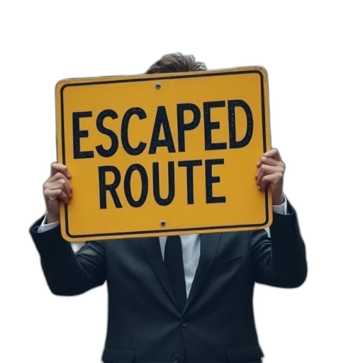businessman, holds, escaped, route transparent PNG cut-out