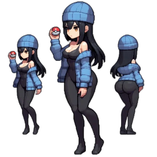 jacket, hat, weapon, pixel art transparent PNG cut-out