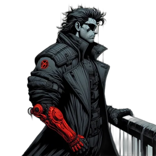 jacket, comic book art, concept art, cyberpunk transparent PNG cut-out