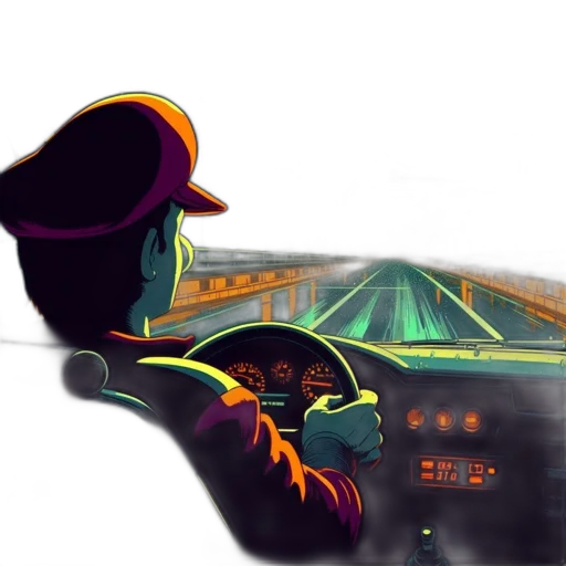car, hat, concept art, vaporwave transparent PNG cut-out
