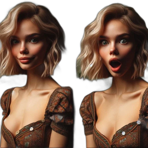 face, hair, dress, photorealistic transparent PNG cut-out