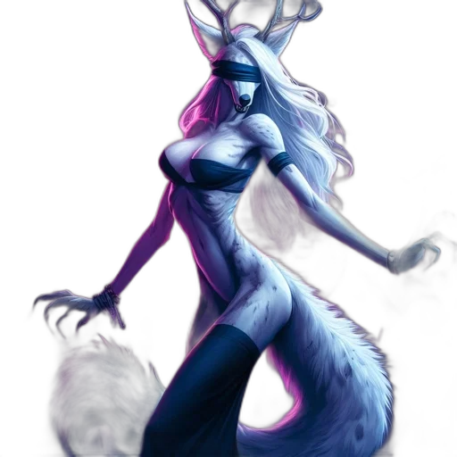 creature, staff, dress, fantasy art transparent PNG cut-out