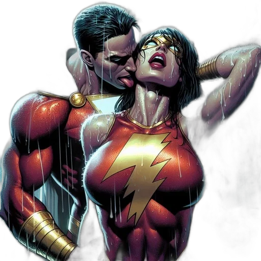comic book art, superheroes, share, intimate transparent PNG cut-out