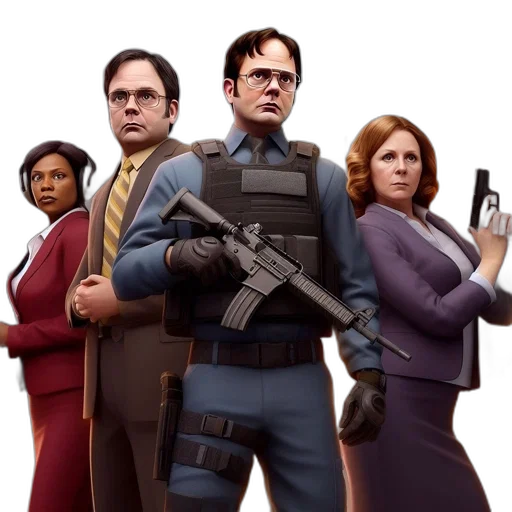 concept art, comic book art, 3d render, four transparent PNG cut-out