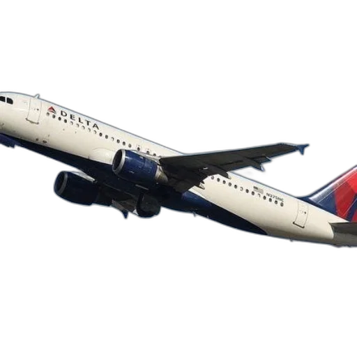 delta, airplane, flight, against transparent PNG cut-out
