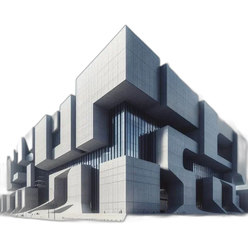 building, 3d render, concept art, monochrome transparent PNG cut-out