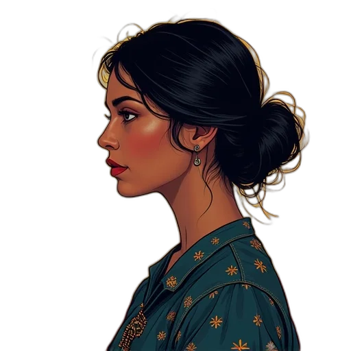 face, dress, jewelry, staff transparent PNG cut-out