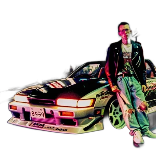 car, jacket, vaporwave, concept art transparent PNG cut-out